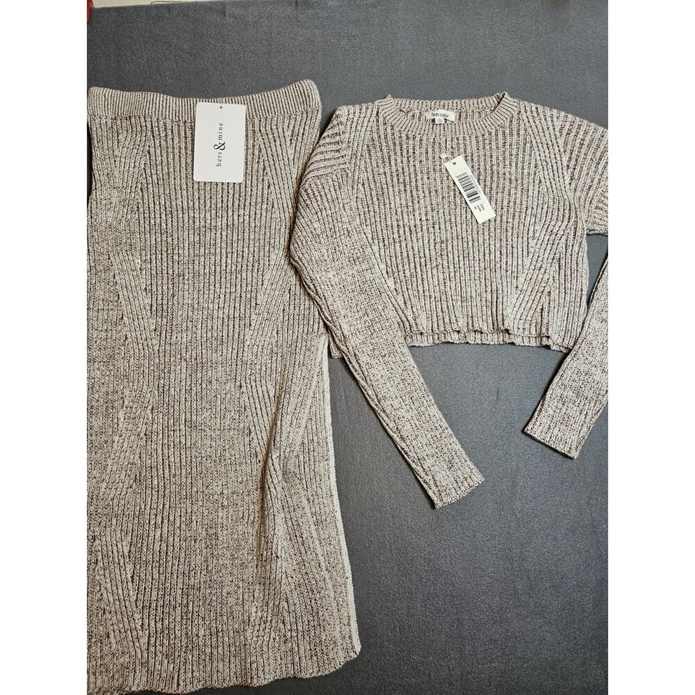 Hers And Mine Set Womens Large Beige Crop Top And Dress Set With Slit - Picture 11 of 11